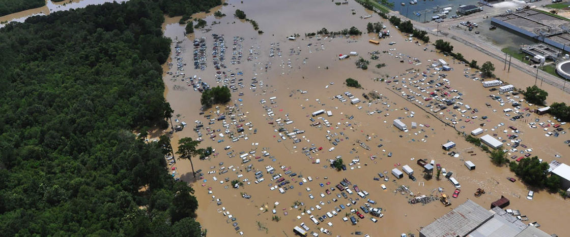 A city almost completely underwater