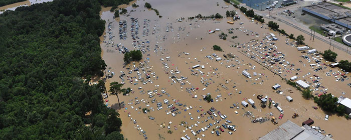 A city almost completely underwater