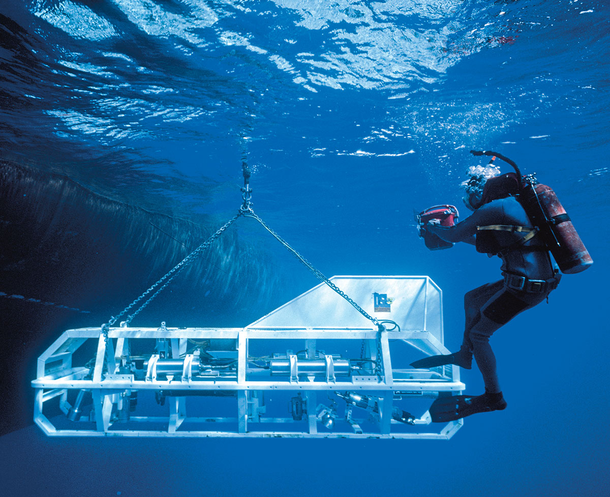 a diver with an underwater camera