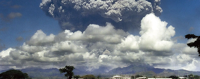 A volcano erupting