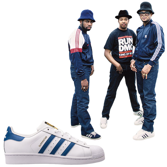 Image of three performers all wearing Adidas shoes