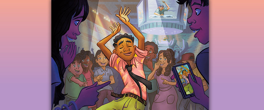 Illustration of kid dancing at school dance