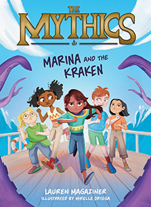 Book cover. Title, "The Mythics: Marina and the Kraken"