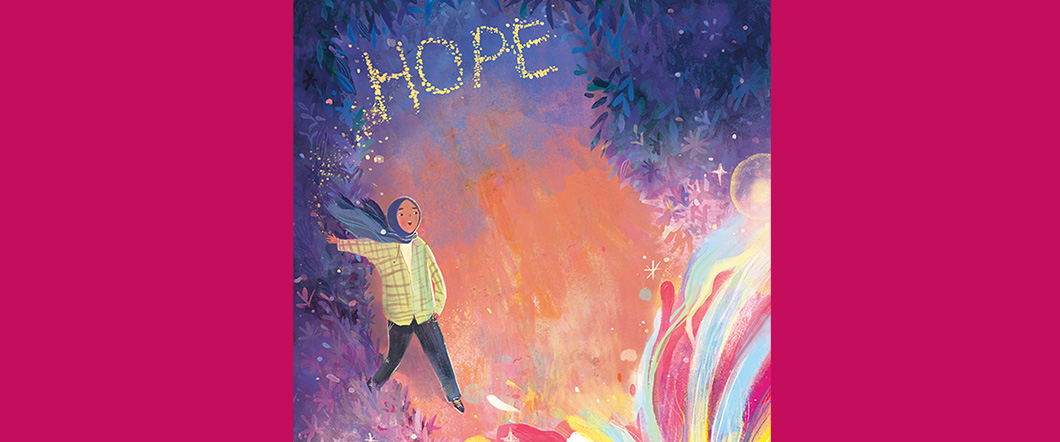 Image of a young girl with text, "Hope"